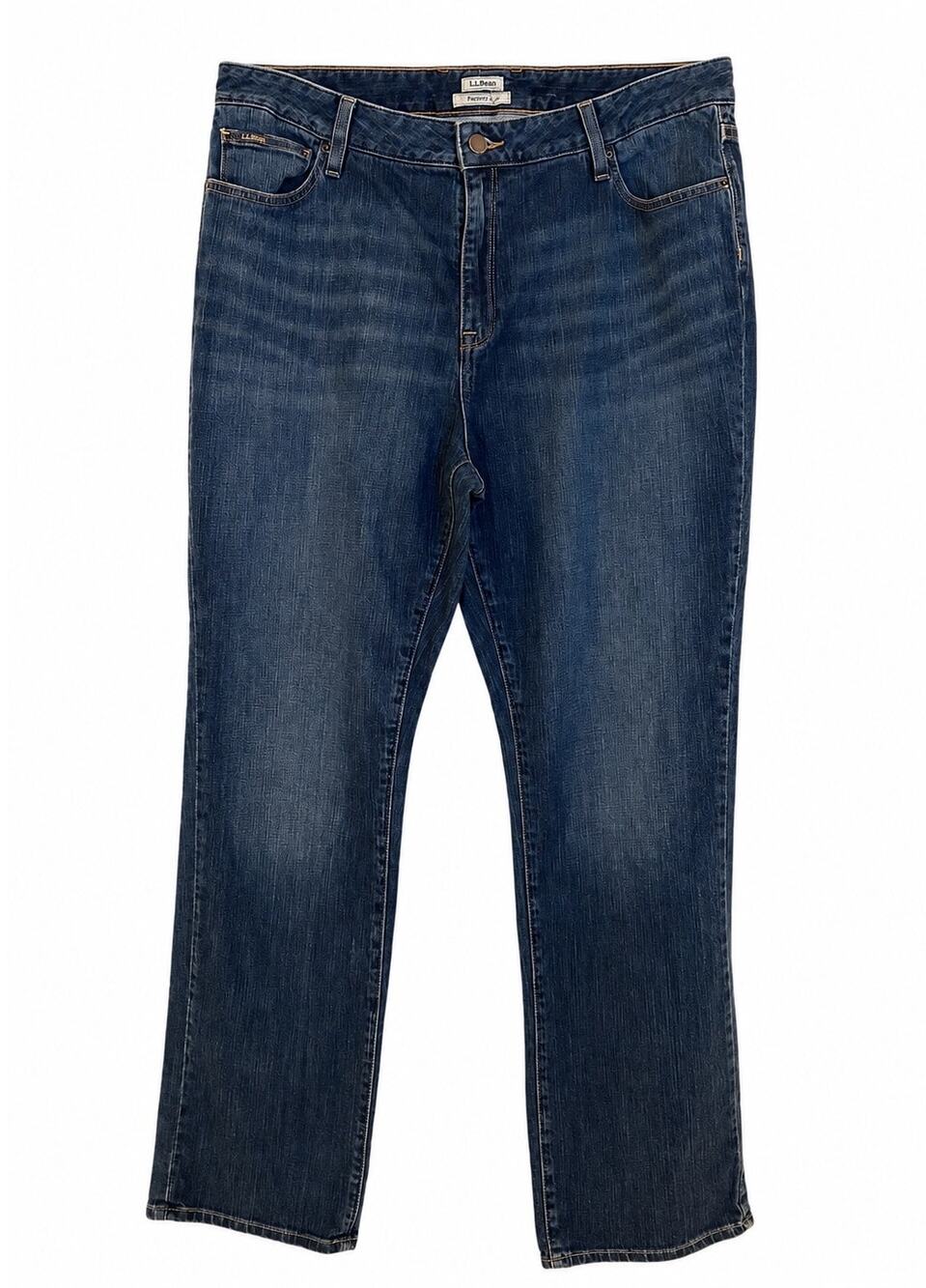 L.L.Bean Favorite Fit Jeans Women’s 16 Regular Straight Leg Stretch Blue Denim